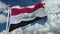 4k looping flag of Iraq waving in wind,timelapse rolling clouds background.