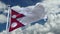 4k looping flag of Nepal waving in wind,timelapse rolling clouds background.