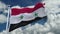 4k looping flag of Syria waving in wind,timelapse rolling clouds background.
