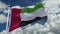4k looping flag of UAE waving in wind,timelapse rolling clouds background.