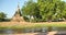 4k Mahathat temple in Sukhothai historical park,a UNESCO world heritage site,Thailand.