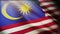 4k Malaysia National flag wrinkles wind in Malaysian seamless loop background.