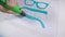 4K. Man hand with 3D pen printing glasses. Modern technological craft.