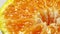 4K Marco shot of orange fruit and rotate.Close up flesh citrus orange. Nature background.