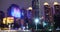 4k Modern urban city busy traffic night,neon highway street& business building.