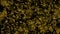 4K motion abstract graphic of particles gold dust float in the air on black background. background gold movement