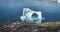 4k moving Timelapse Video clip of Iceberg with arch in blue ocean melting. Near Ilulissat, Greenland in Rodebay Oqaatsut