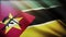 4k Mozambique National flag wrinkles wind Mozambican seamless loop background.