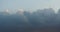 4k Panoramic of dark altocumulus clouds smoke slowly flying in cloudy sky.