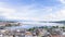 4k Panoramic view of city of Geneva, the Leman Lake a