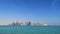 4k Panoramic view of modern skyline of Doha. Qatar on sunny day