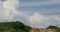 4k Panoramic of village mountains,Altocumulus cloud in blue sky.
