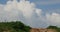 4k Panoramic of village mountains,Altocumulus cloud in blue sky.