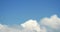 4k Panoramic of white altocumulus clouds smoke fly in cloudy blue sky timelapse.
