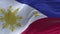4k Philippines National flag wrinkles loop seamless wind in blue sky background.