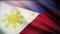 4k Philippines National flag wrinkles wind Philippine seamless loop background.