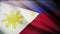 4k Philippines National flag wrinkles wind Philippine seamless loop background.