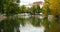 4k Potala reflection on lake in Lhasa park,Tibet.lake with tree in autumn.