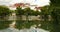 4k Potala reflection on lake in Lhasa park,Tibet.lake with willow.