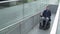 4k resolution follow of a man on electric wheelchair using a ramp. Accessibility concept