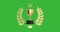 4k Resolution Video: Golden Award Trophy Cup with Winner Award Gold Laurel Wreath Rotating Animation on Green Screen Chroma Key