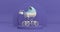 4k Resolution Video: Modern Blue Baby Carriage, Stroller, Pram Rotating over Violet Very Peri Cylinders Products Stage Pedestal on