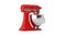 4k Resolution Video: Red Kitchen Stand Food Mixer Seamless Looped Rotating on a white