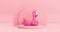 4k Resolution Video: Summer Swimming Pool Inflantable Rubber Pink Flamingo Toy Rotating over Pink Cylinders Products Stage Pedesta