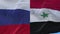 4k Russia and Syria National flag seamless loop background,Wind blow wrinkles.