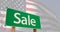 4k Sale Green Road Sign Over Ghosted American Flag