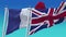 4k Seamless Britain England United Kingdom and France Flags with blue sky background,JP,IND.