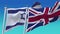 4k Seamless Britain England United Kingdom and Israel Flags with blue sky background,JP,IND.