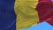 4k seamless Close up of Romania flag slow waving in wind.alpha channel included.