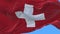 4k seamless Close up of Swiss flag slow waving in wind.alpha channel included.