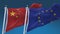 4k Seamless European Union and China Flags with blue sky background,EU CN.