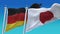 4k Seamless Germany and Japan Flags with blue sky background,GER DE JPN JP.