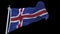 4k seamless iceland flag waving in wind.alpha channel included.