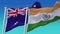 4k Seamless India and Australia Flags with blue sky background,JP,IND.