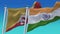 4k Seamless India and Bhutan Flags with blue sky background,JP,IND.