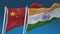 4k Seamless India and China Flags with blue sky background,IND IN CHN CN.