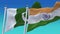 4k Seamless India and Pakistan Flags with blue sky background,JP,IND.