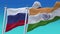 4k Seamless India and Russia Flags with blue sky background,JP,IND.