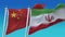 4k Seamless Iran and China Flags with blue sky background,IRI IR CHN CN.