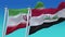 4k Seamless Iran and Iraq Flags with blue sky background.