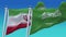 4k Seamless Iran and Saudi Arabia Flags with blue sky background,JP,IND.