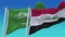 4k Seamless Iraq and Saudi Arabia Flags with blue sky background.