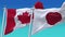 4k Seamless Japan and Canada Flags with blue sky background,JP.