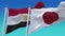 4k Seamless Japan and Egypt Flags with blue sky background,JP.