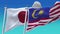 4k Seamless Japan and Malaysia Flags with blue sky background,JP.