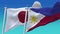 4k Seamless Japan and Philippines Flags with blue sky background,JP.